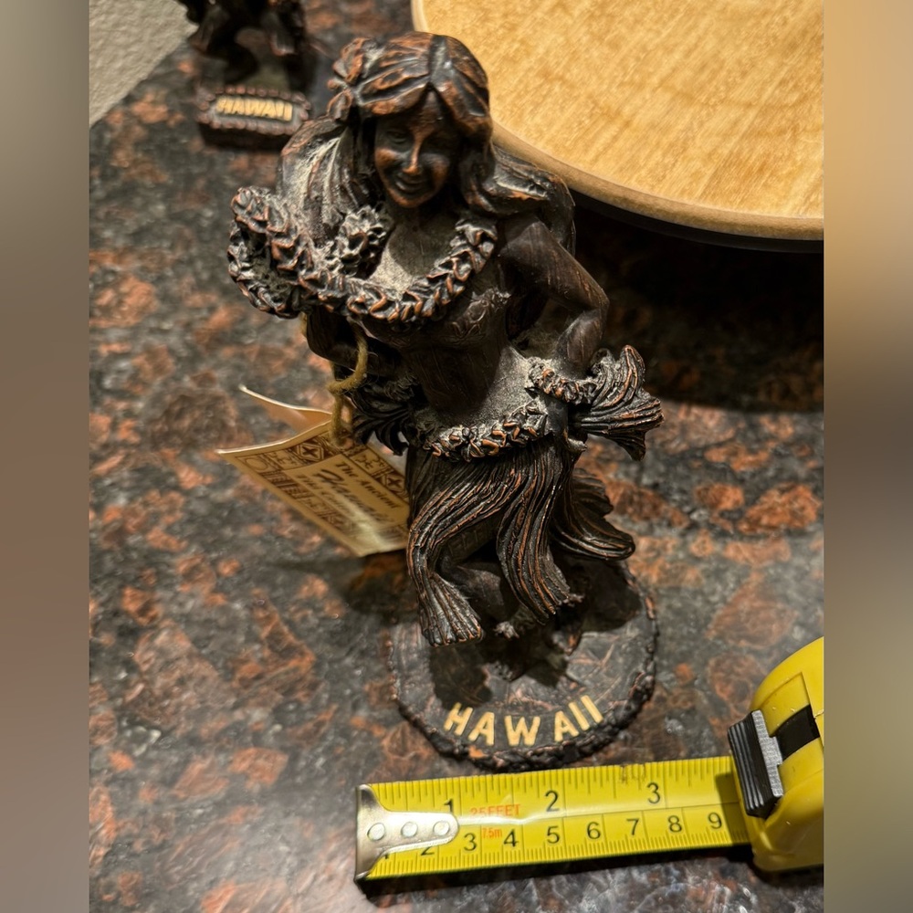 RARE- KC Company Hawaii, Vintage Wood Resin Hawaiian Carved Hula Girl 7" Figure - Picture 12 of 16